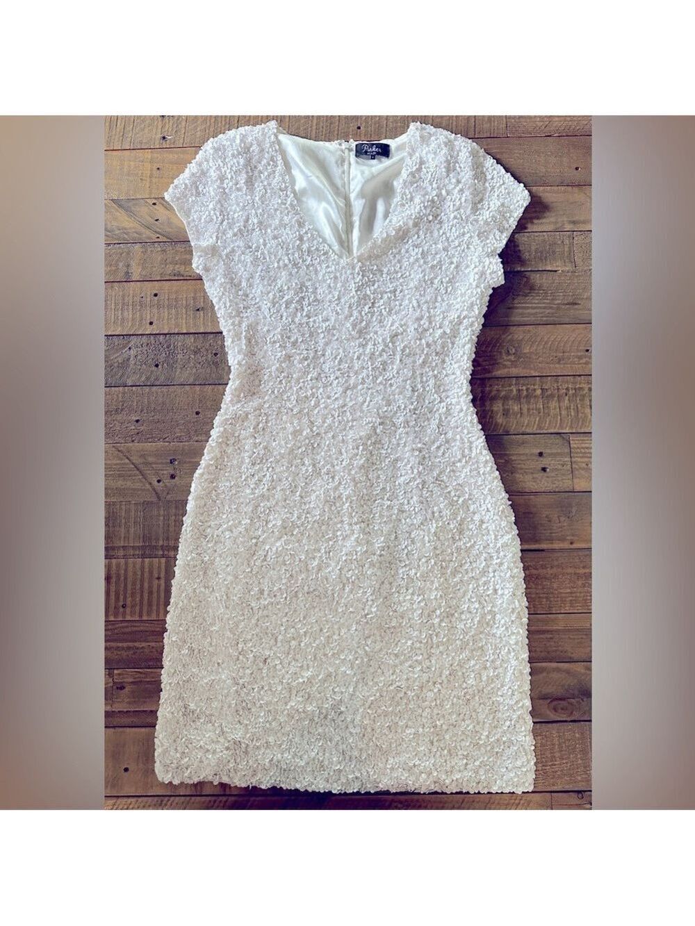 Parker Serena White Sequin Mini Dress Size 4 - Picture 5 of 11